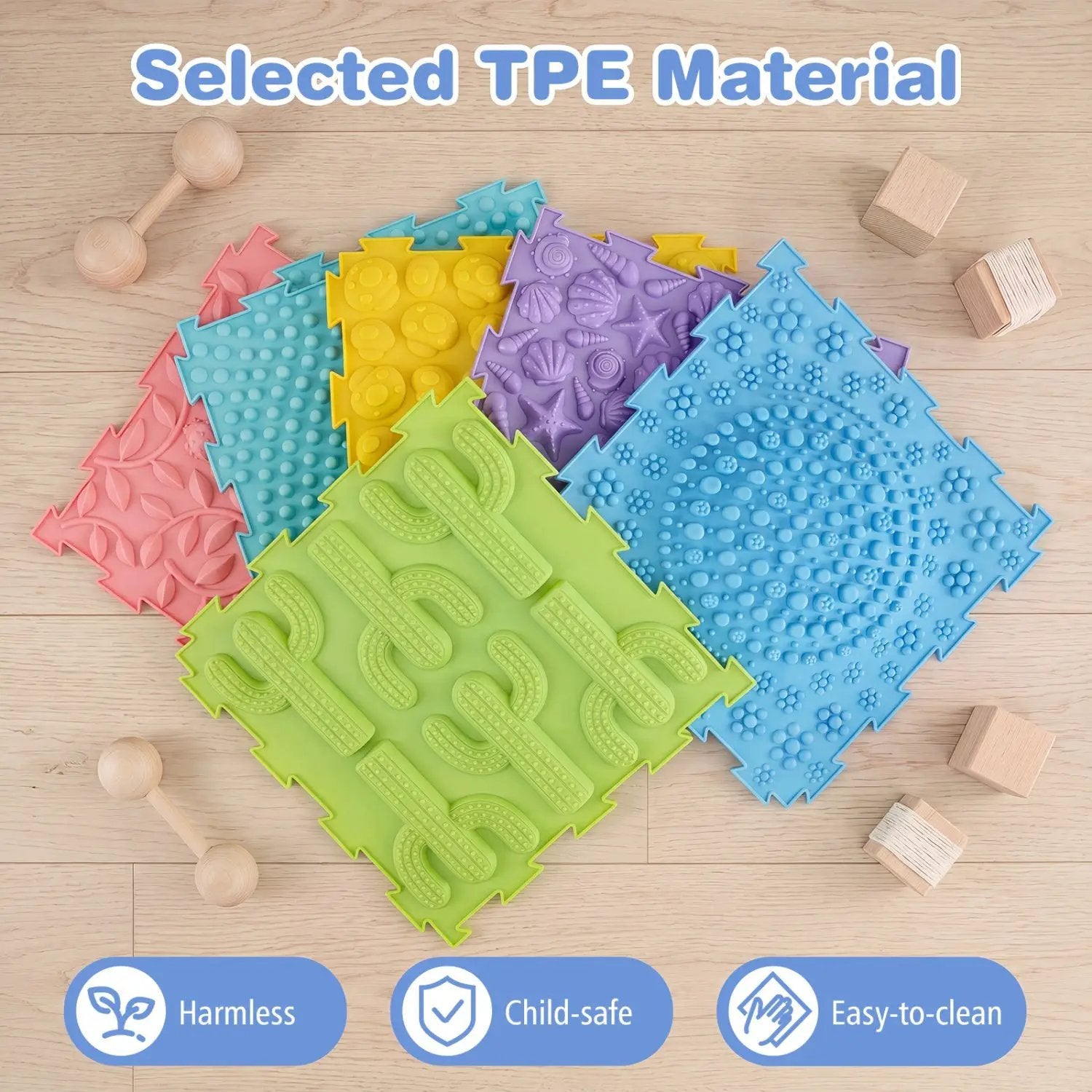 Interlocking Sensory Mats 6-Piece Set with Textured Surfaces by DirectDeals