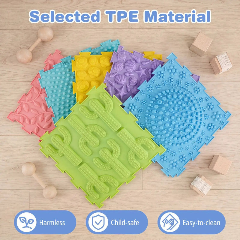 Interlocking Sensory Mats 6-Piece Set with Textured Surfaces by DirectDeals