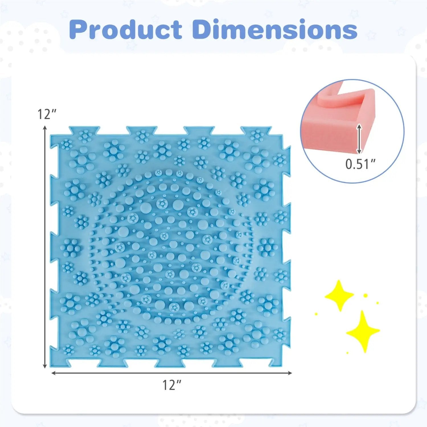 Interlocking Sensory Mats 6-Piece Set with Textured Surfaces by DirectDeals