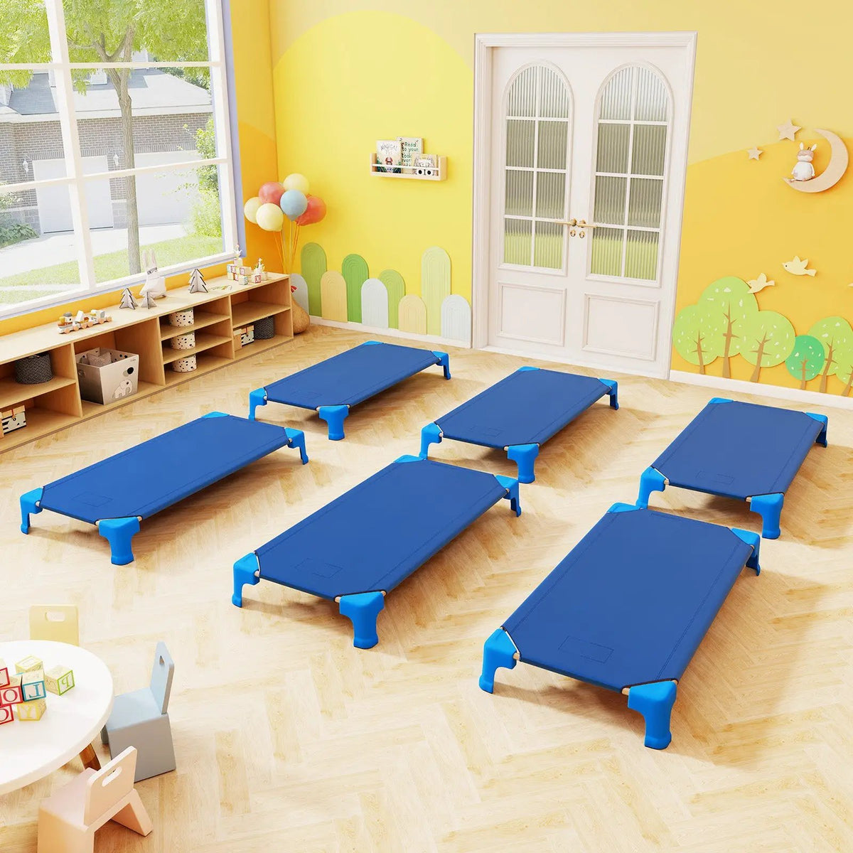 Portable 6 Pack Stackable Daycare Cots Sleeping Bed for Kids 53 Inch by DirectDeals