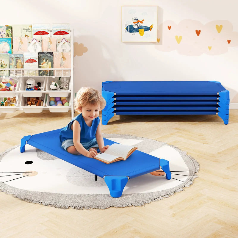Portable 6 Pack Stackable Daycare Cots Sleeping Bed for Kids 52 Inch by DirectDeals