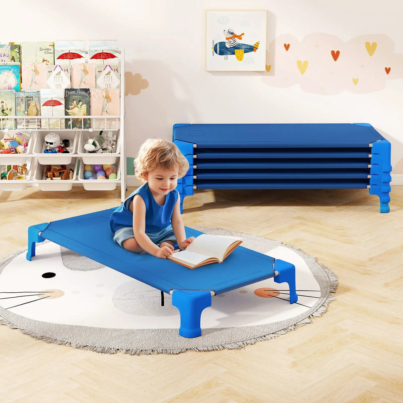 Portable 6 Pack Stackable Daycare Cots Sleeping Bed for Kids 53 Inch by DirectDeals