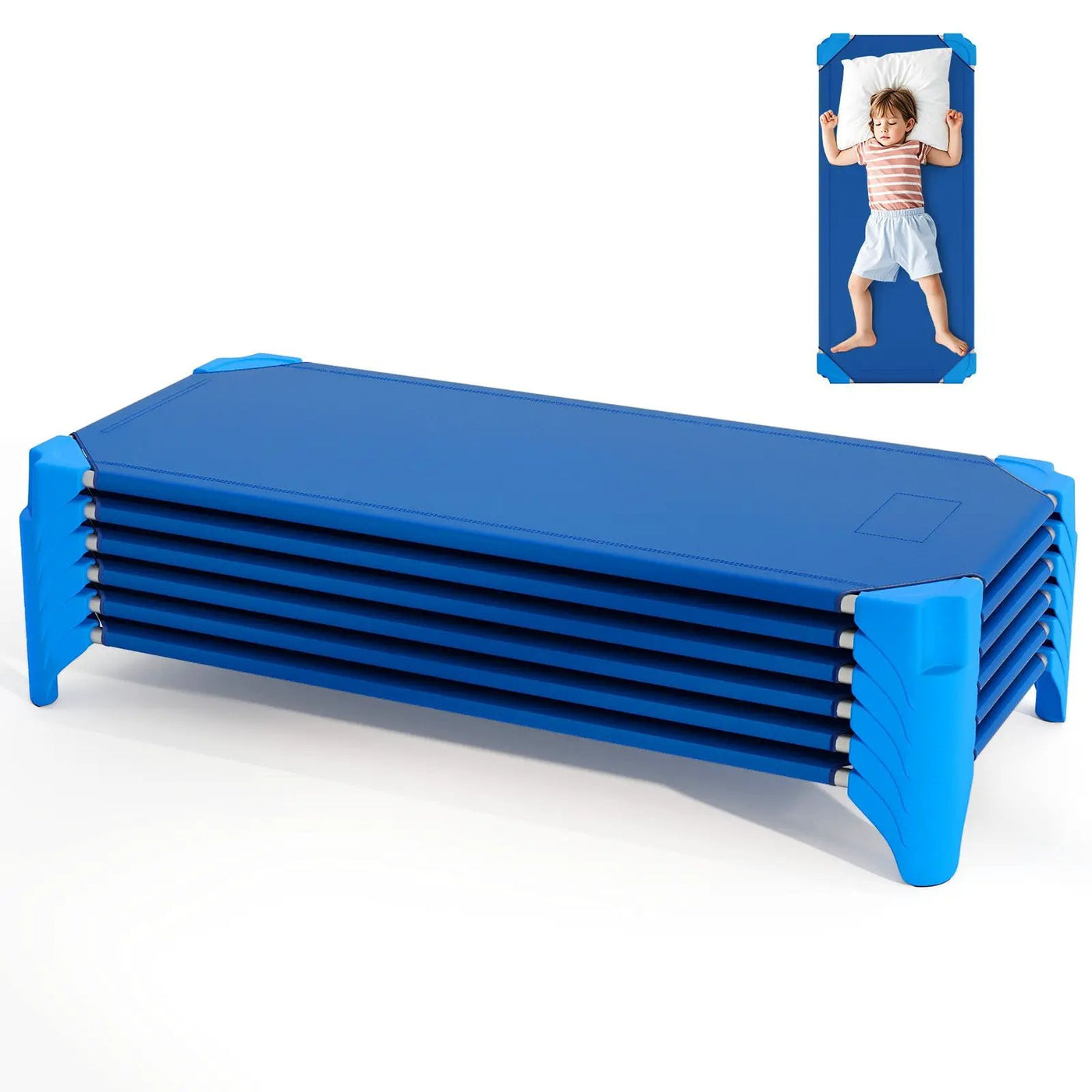 Portable 6 Pack Stackable Daycare Cots Sleeping Bed for Kids 52 Inch by DirectDeals