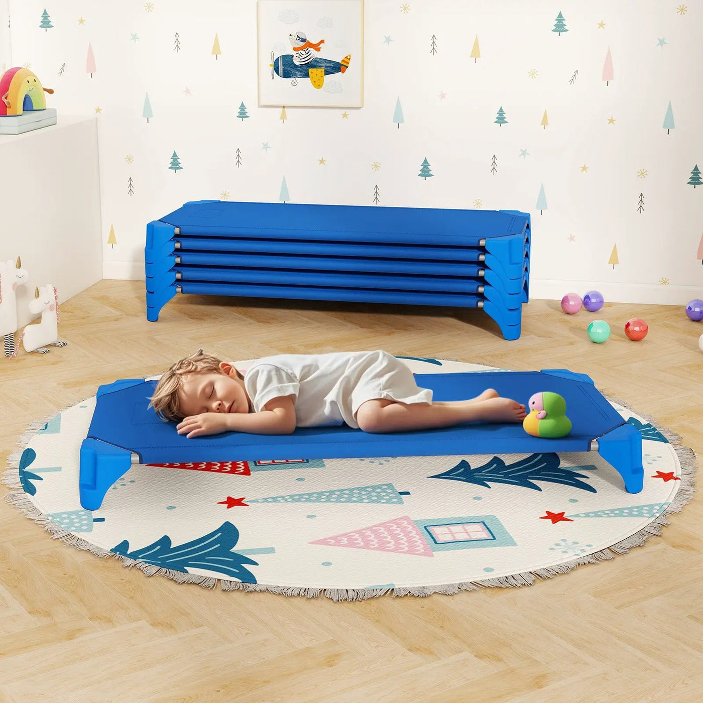 Portable 6 Pack Stackable Daycare Cots Sleeping Bed for Kids 52 Inch by DirectDeals