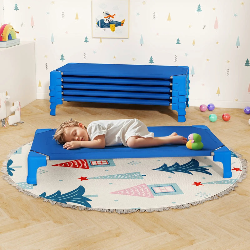 Portable 6 Pack Stackable Daycare Cots Sleeping Bed for Kids 53 Inch by DirectDeals