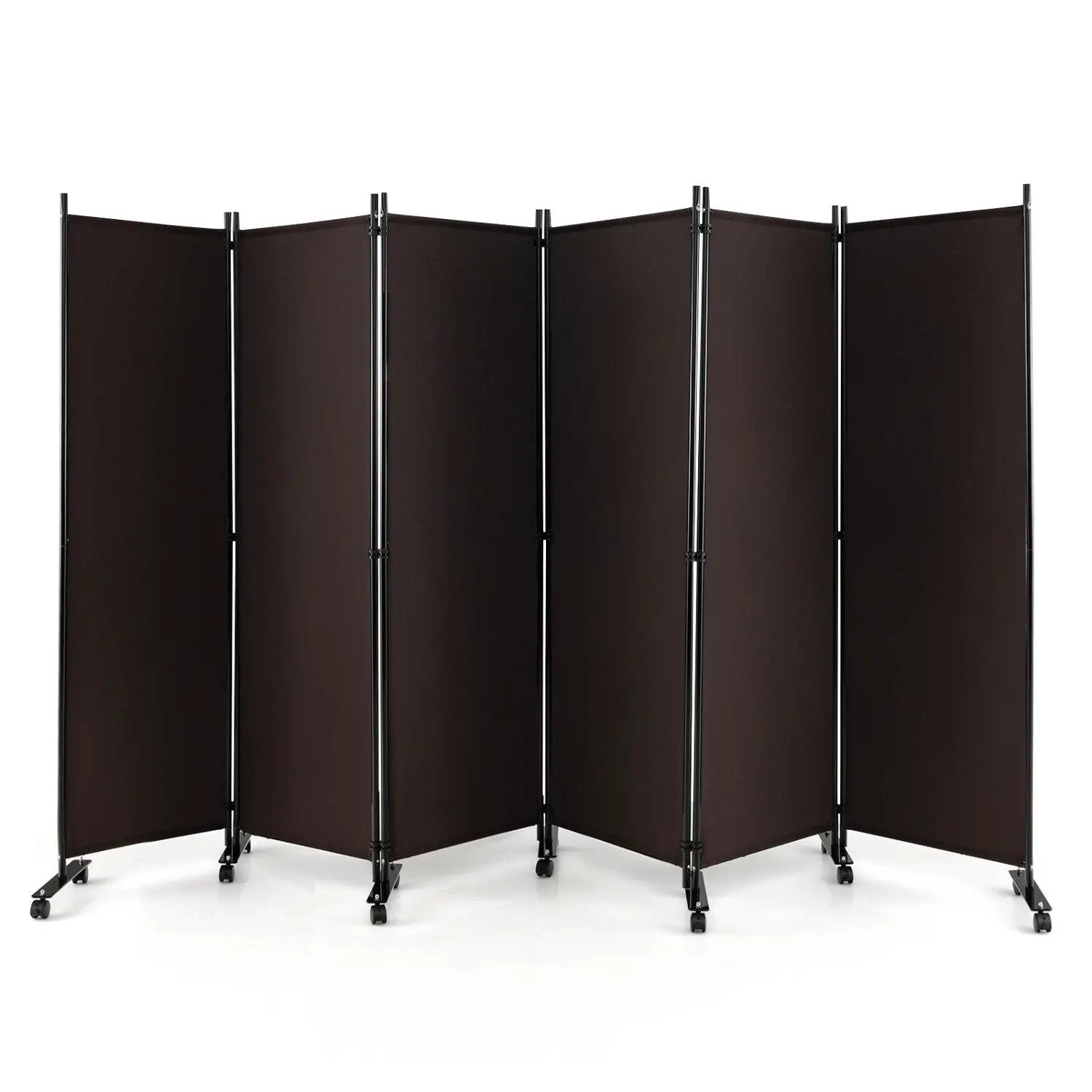 6 Panel Rolling Room Divider on Wheels - 5.7 Feet Tall by DirectDeals