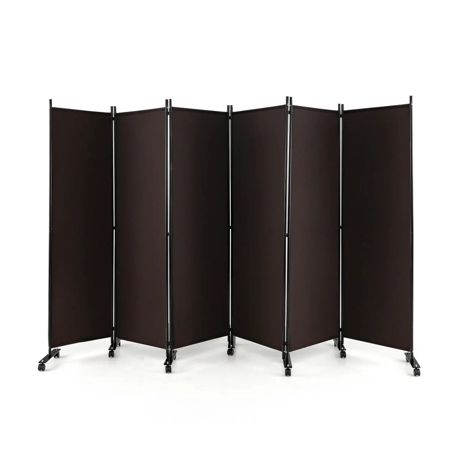 6 Panel Rolling Room Divider on Wheels - 5.7 Feet Tall by DirectDeals