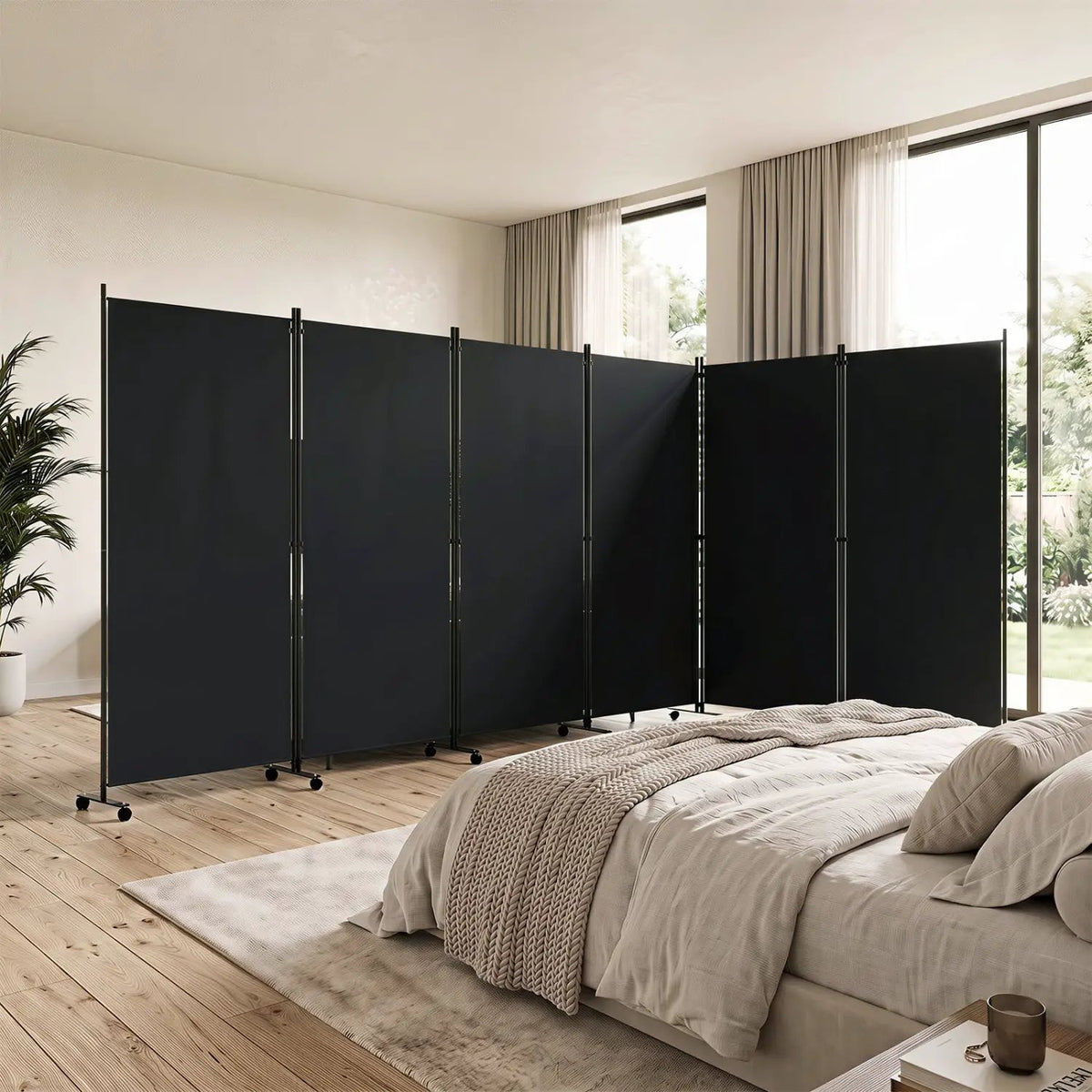 6-Panel Folding Room Divider with Wheels by DirectDeals