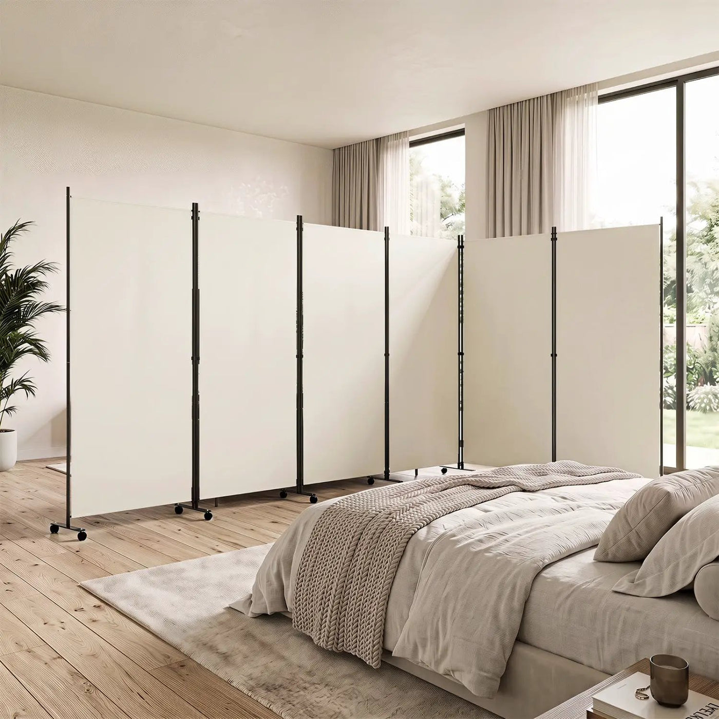 6-Panel Folding Room Divider with Wheels by DirectDeals