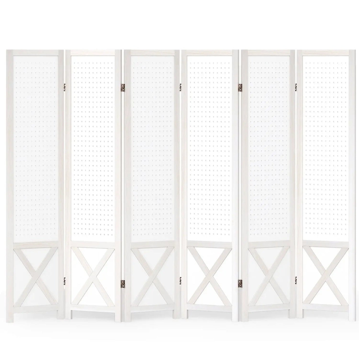 6-Panel Pegboard Room Divider 67 Inches Tall Foldable Privacy Screen by DirectDeals