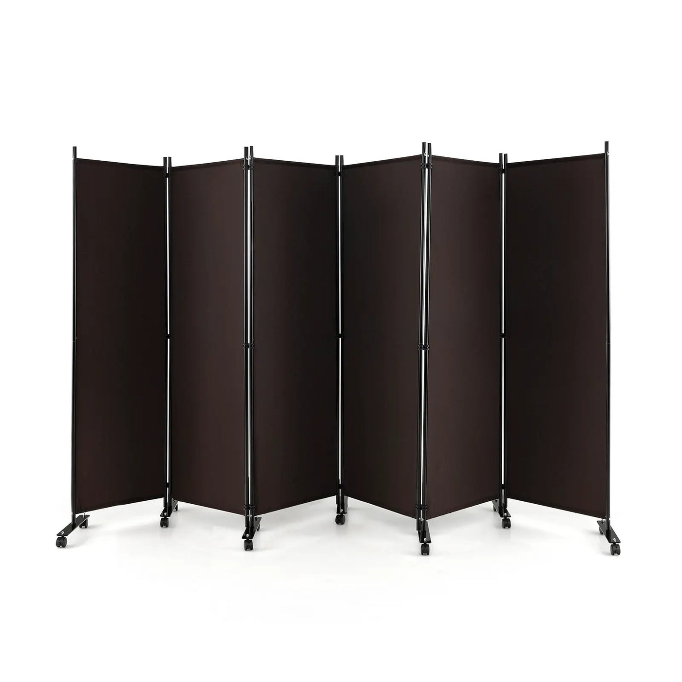 6 Panel 5.7 Feet Tall Rolling Room Divider on Wheels by DirectDeals