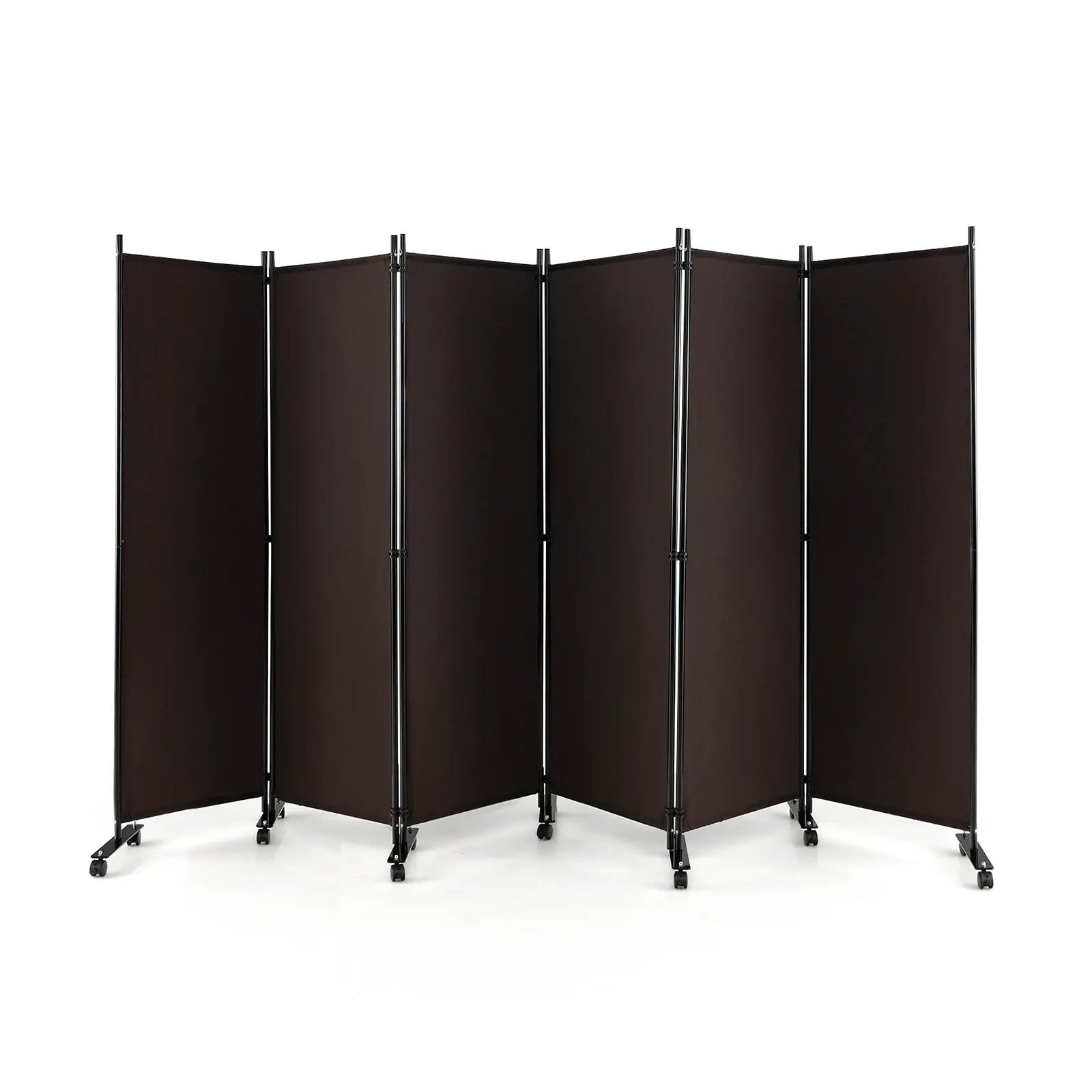 6 Panel 5.7 Feet Tall Rolling Room Divider on Wheels by DirectDeals
