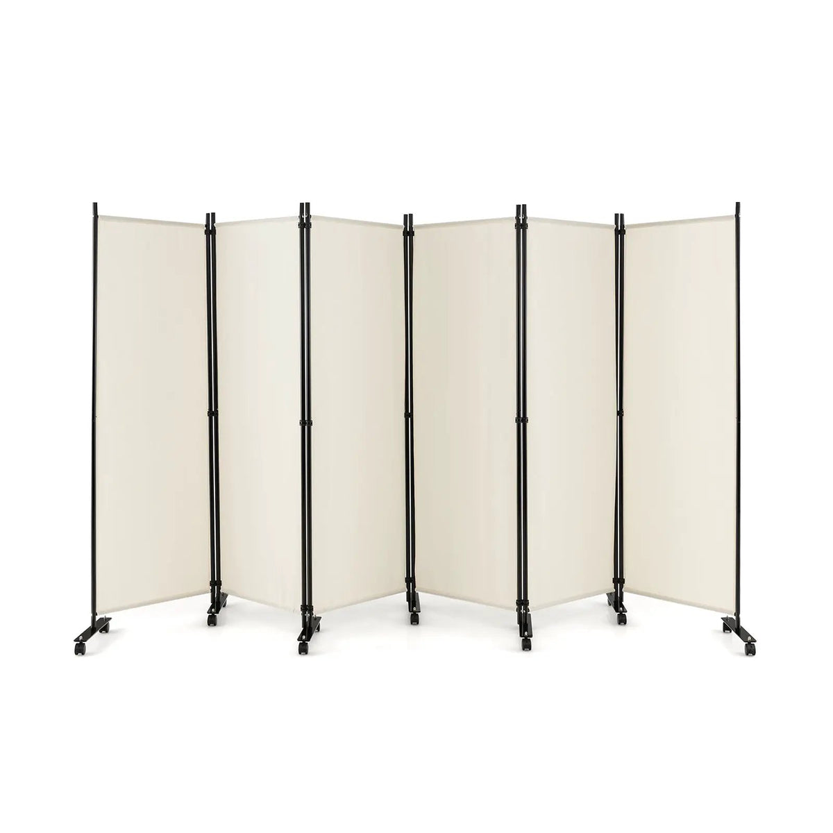 6 Panel 5.7 Feet Tall Rolling Room Divider on Wheels by DirectDeals
