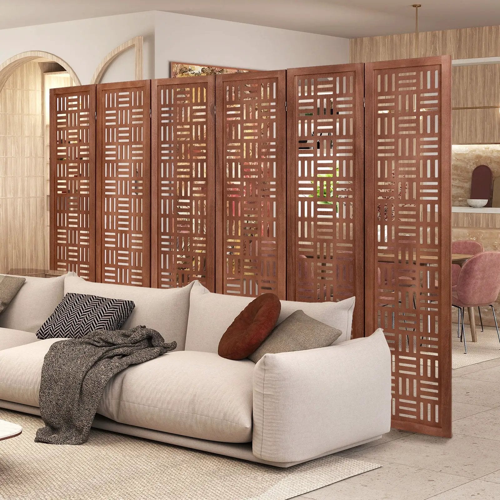 4-Panel Solid Wood Room Divider Folding Partition Stand by DirectDeals