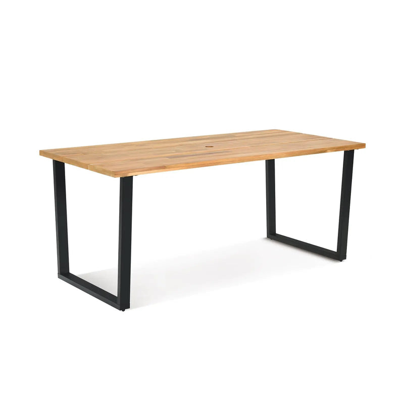 6-Person Acacia Wood Outdoor Dining Table with 2 Inch Umbrella Hole by DirectDeals