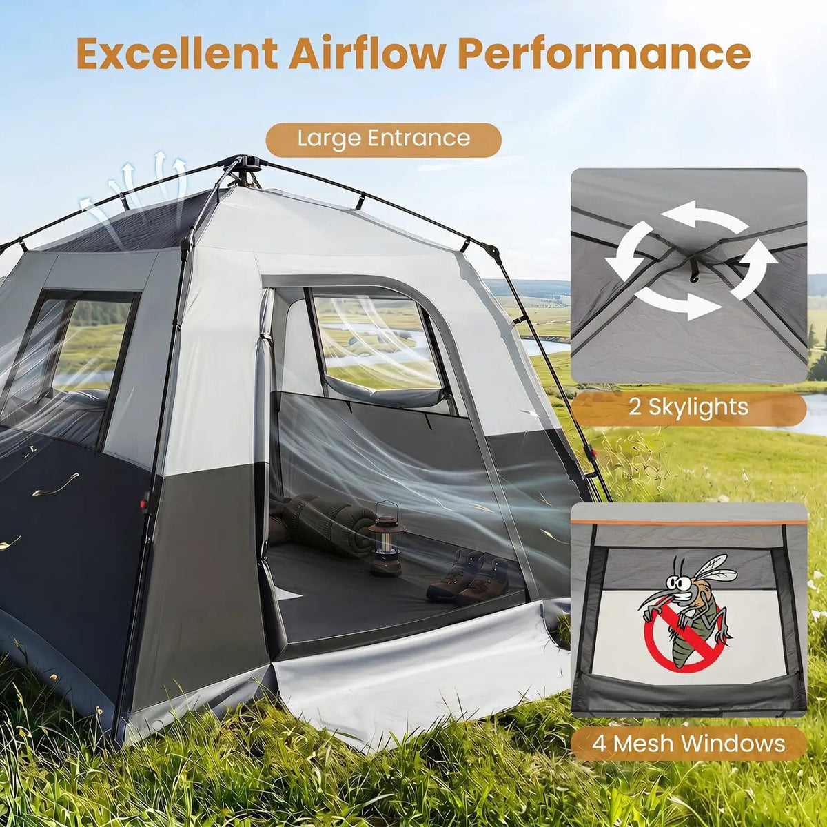 6-Person Instant Cabin Tent with Blackout Rainfly by DirectDeals