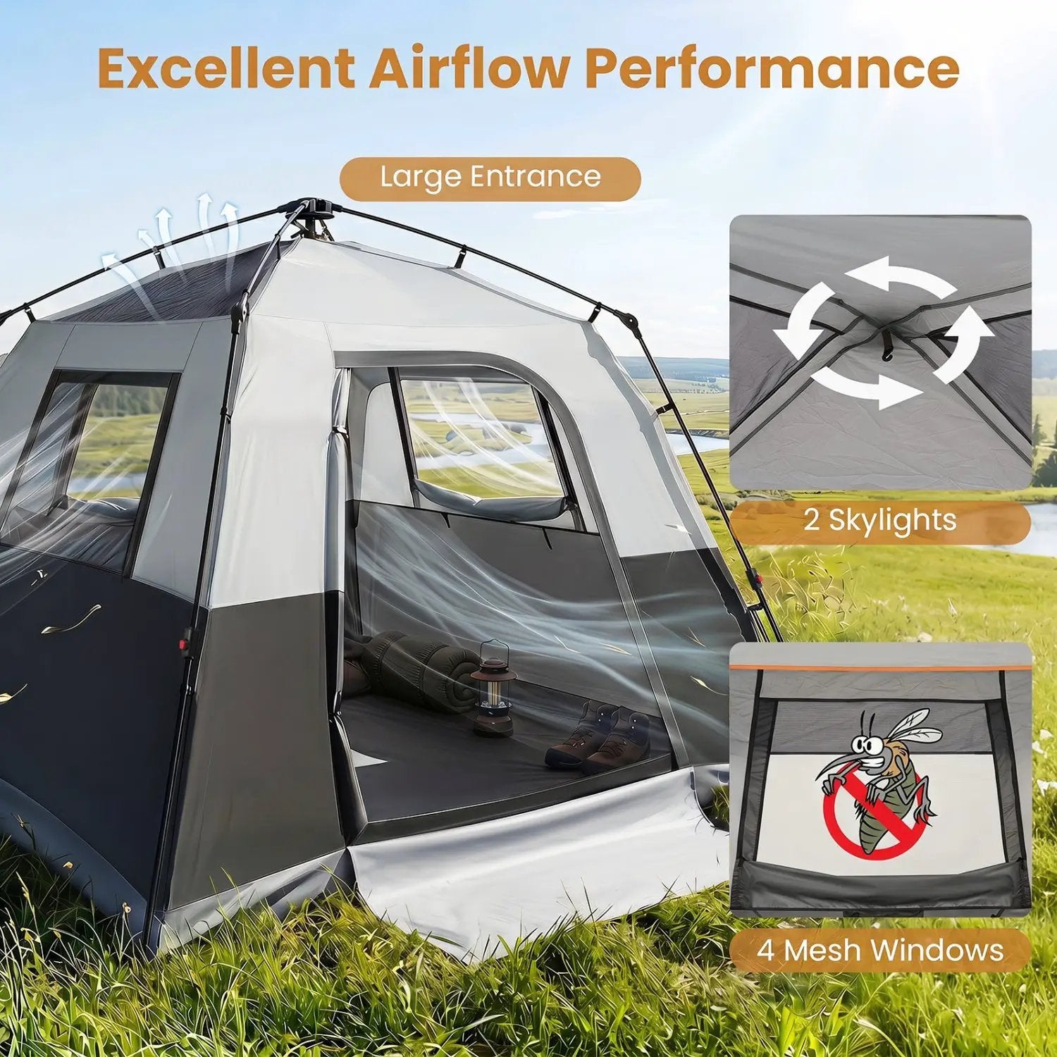 6-Person Instant Cabin Tent with Blackout Rainfly by DirectDeals