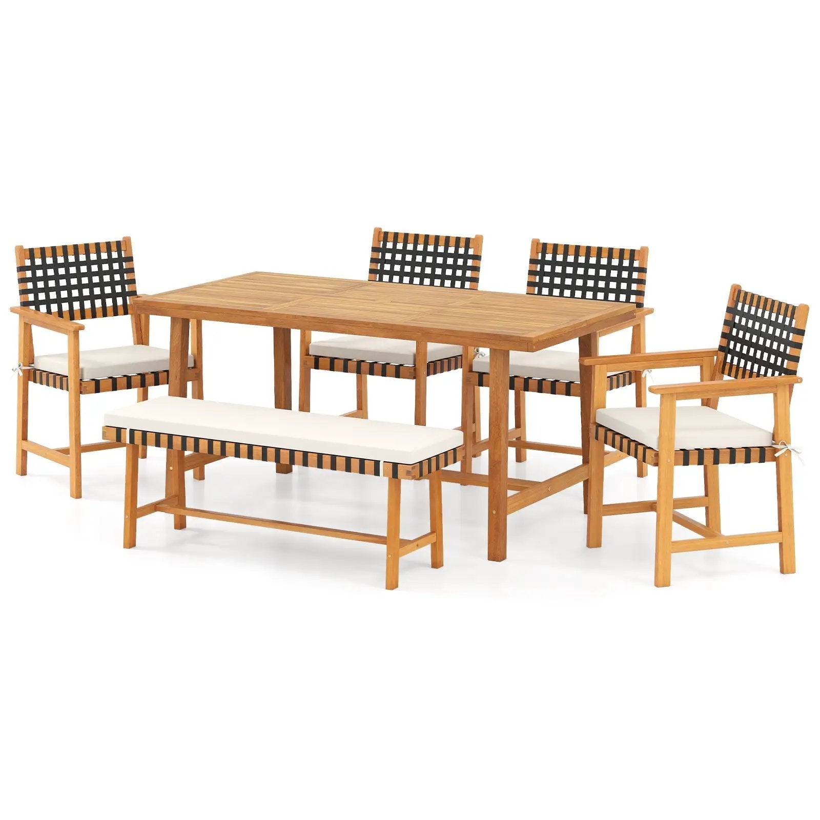 6-Piece Patio Dining Set for 5-6 People Farmhouse Furniture by DirectDeals