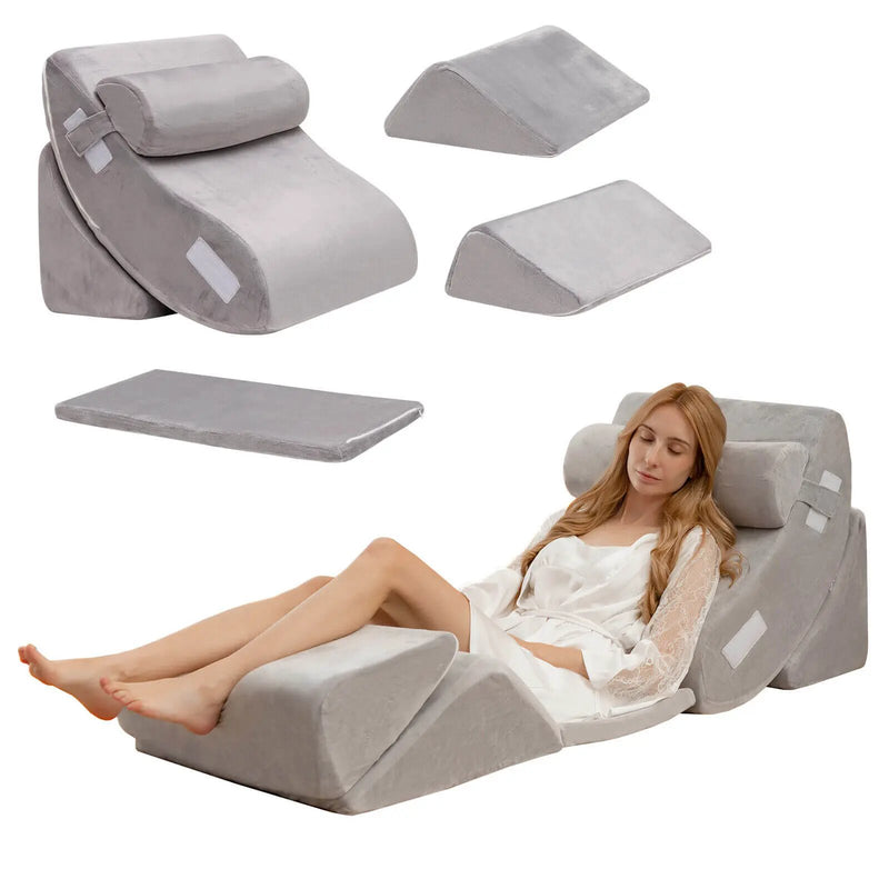 6 Pieces Orthopedic Bed Wedge Pillow Set for Back Neck Leg-Gray by DirectDeals