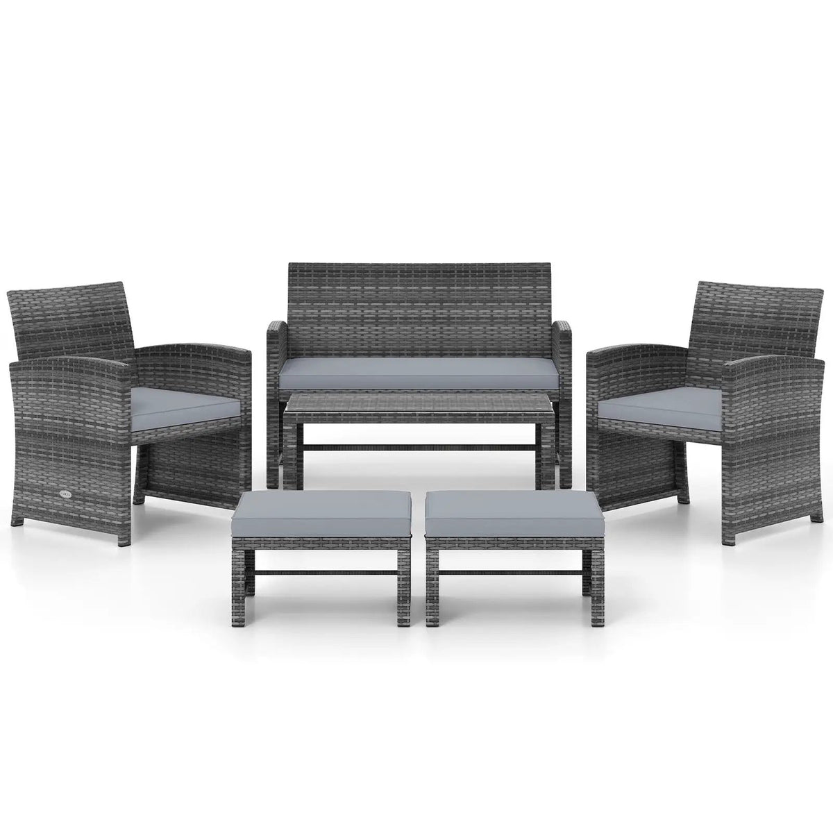 6 Pieces Patio Furniture Set Outdoor Sectional Conversation PE Rattan Sofa Set by DirectDeals