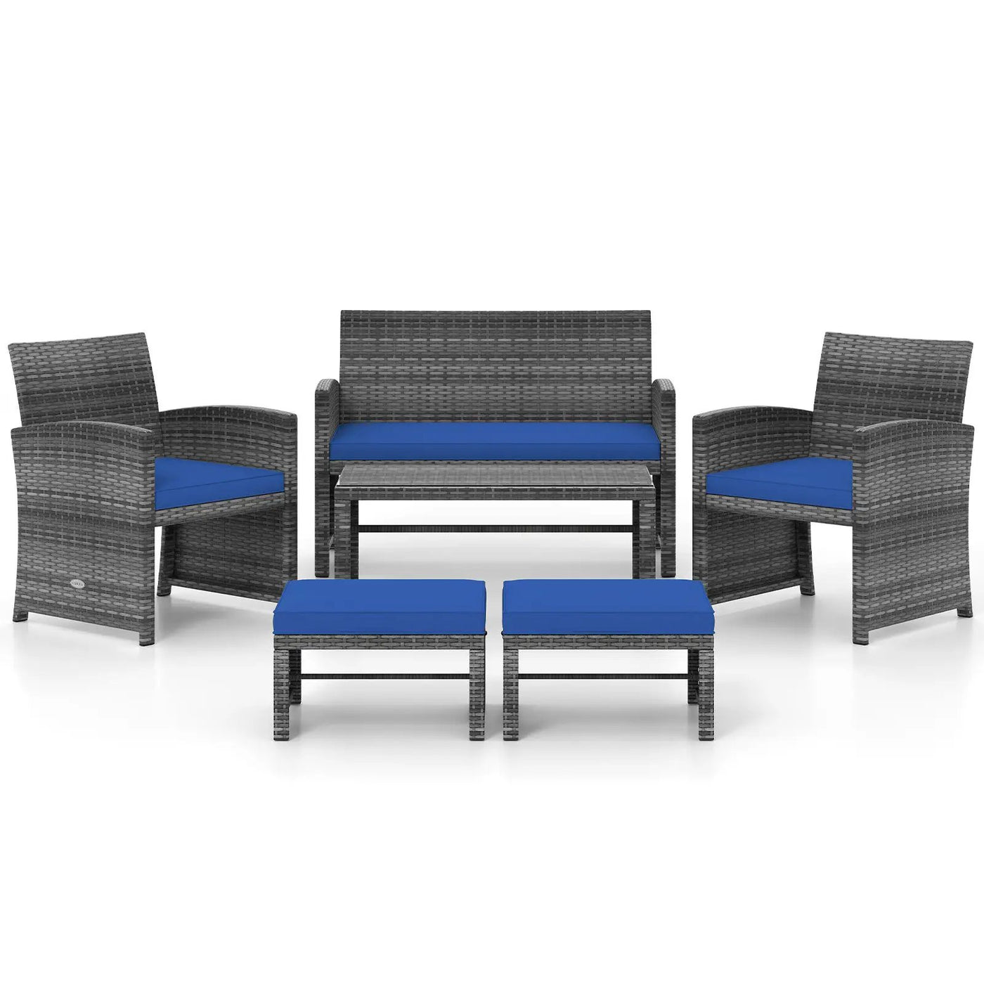 6 Pieces Patio Furniture Set Outdoor Sectional Conversation PE Rattan Sofa Set by DirectDeals