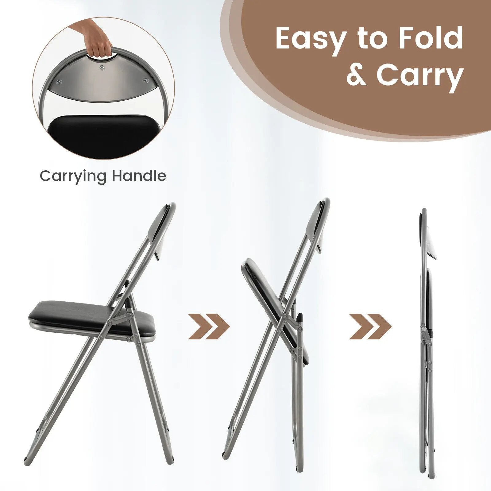 2/4/6 Pieces Portable Folding Dining Chairs Set with Carrying Handles by DirectDeals