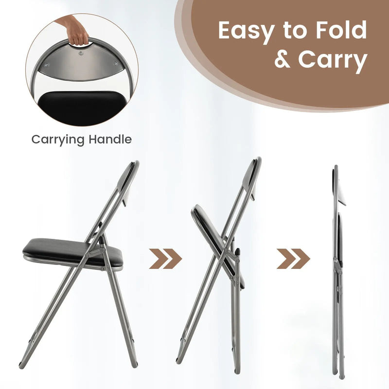 2/4/6 Pieces Portable Folding Dining Chairs Set with Carrying Handles by DirectDeals