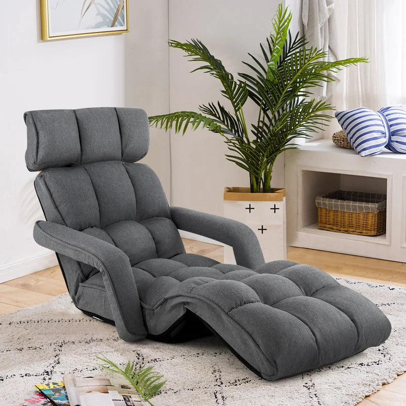 6-Position Adjustable Floor Chair with Adjustable Armrests and Footrest by DirectDeals