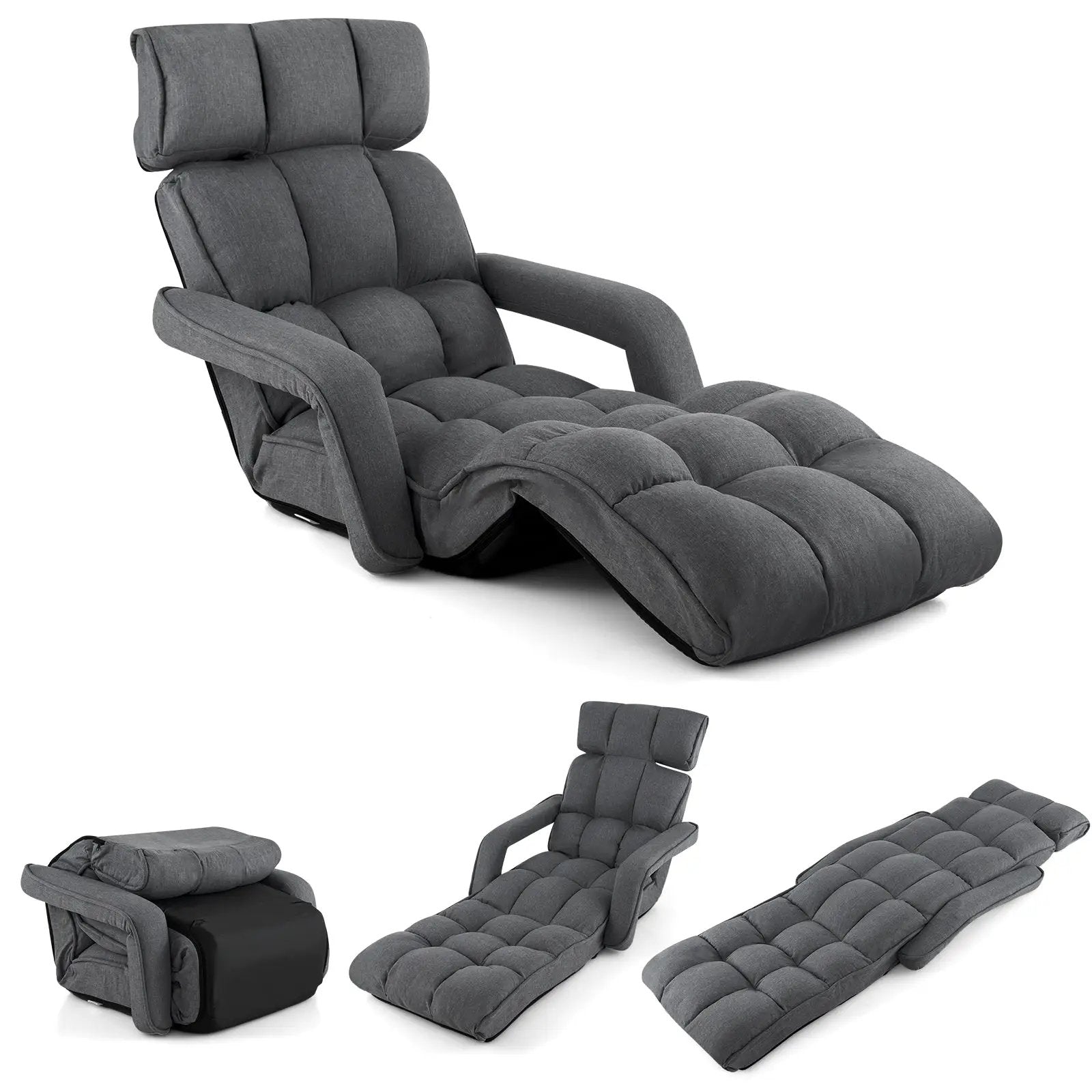 6-Position Adjustable Floor Chair with Adjustable Armrests and Footrest by DirectDeals