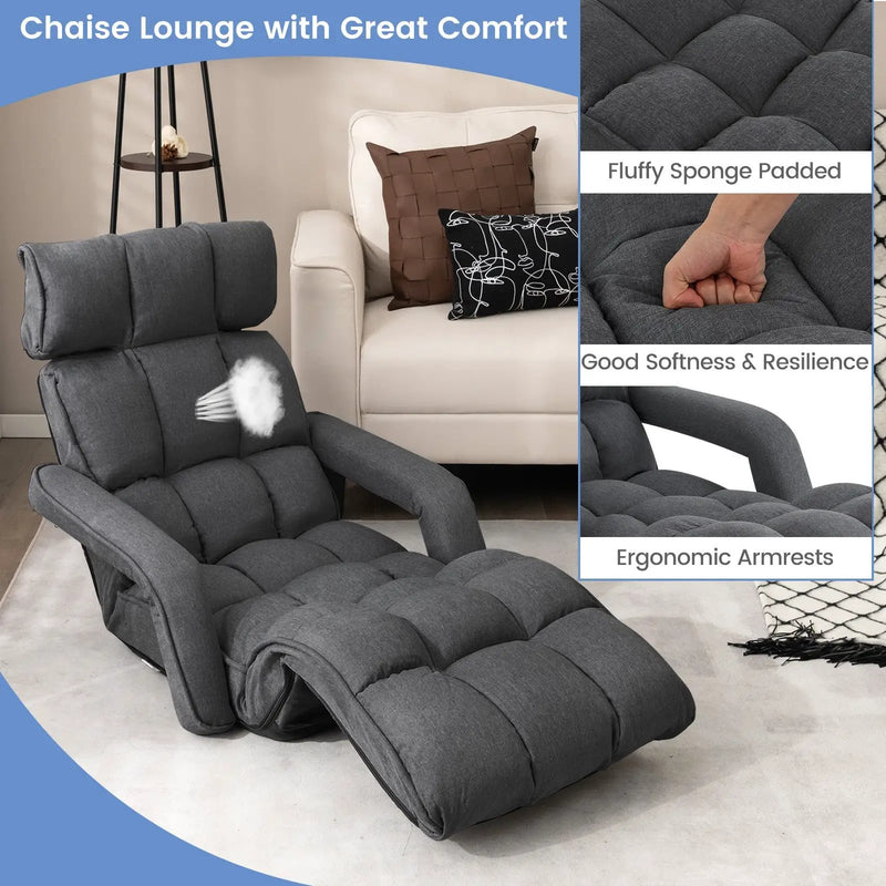 6-Position Adjustable Floor Chair with Adjustable Armrests and Footrest by DirectDeals