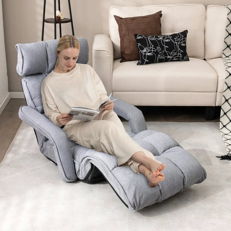 6-Position Adjustable Floor Chair with Adjustable Armrests and Footrest by DirectDeals