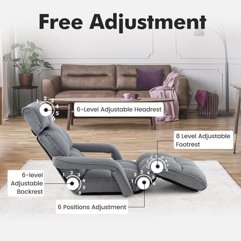 6-Position Adjustable Floor Chair with Adjustable Armrests and Footrest by DirectDeals
