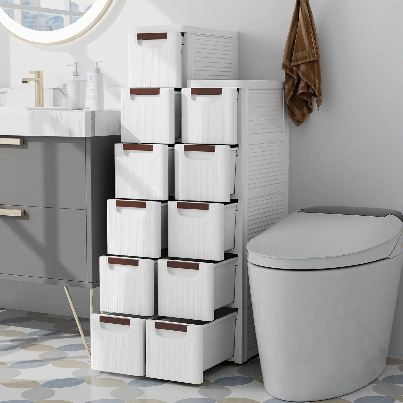 3/4/5/6-Drawer Rolling Organizer Unit Narrow Storage Cabinet with Built-In Wheels for Small Space-6-Drawer by DirectDeals