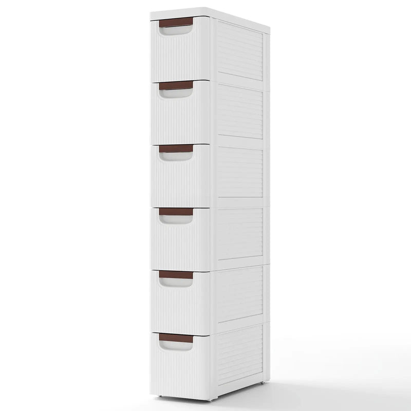 3/4/5/6-Drawer Rolling Organizer Unit Narrow Storage Cabinet with Built-In Wheels for Small Space-6-Drawer by DirectDeals