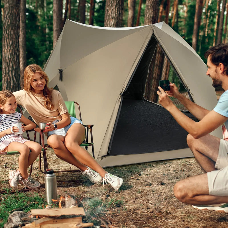 6-Sided Pop-up Family Tent with Rainfly Skylight 3 Doors 3 Windows-Green by DirectDeals