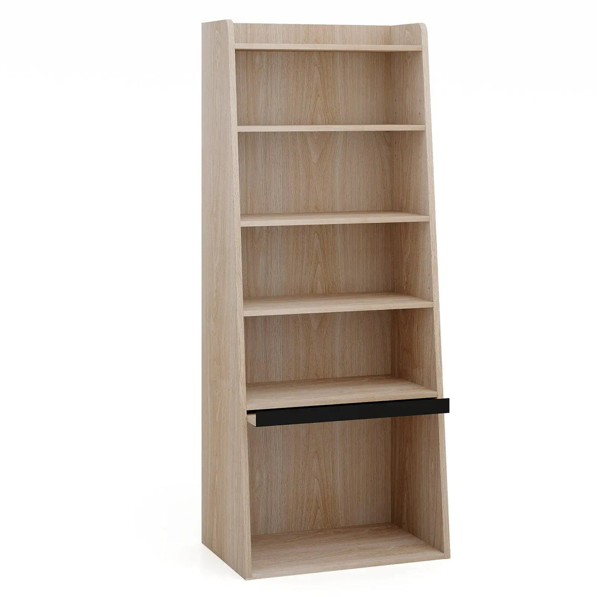 6-Tier Bookcase Freestanding Ladder Bookshelf with 2 Adjustable Shelves and Flip Up Door by DirectDeals