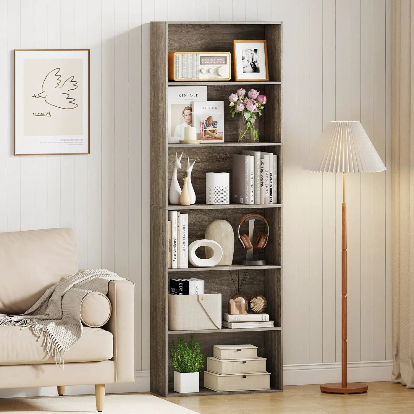 6-Tier Bookcase with 6 Open Shelves and Anti-Toppling Kits by DirectDeals