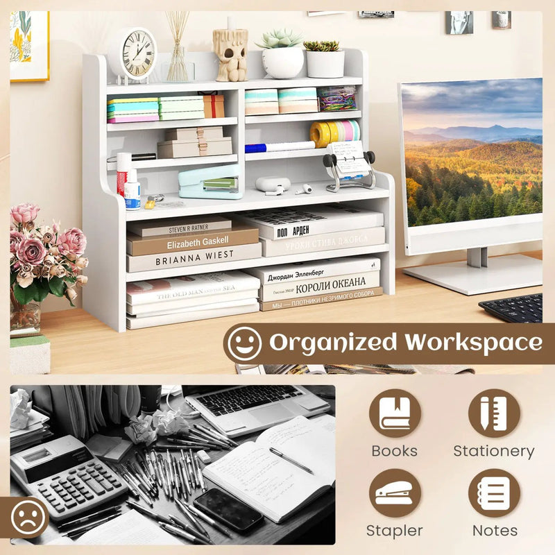 6-Tier Compact Storage Rack with Removable Shelves - White by DirectDeals