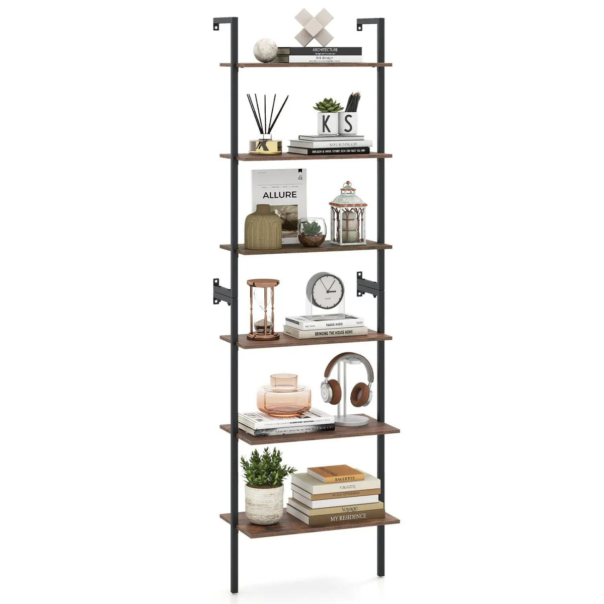 6-Tier Ladder Bookshelf with Metal Frame by DirectDeals