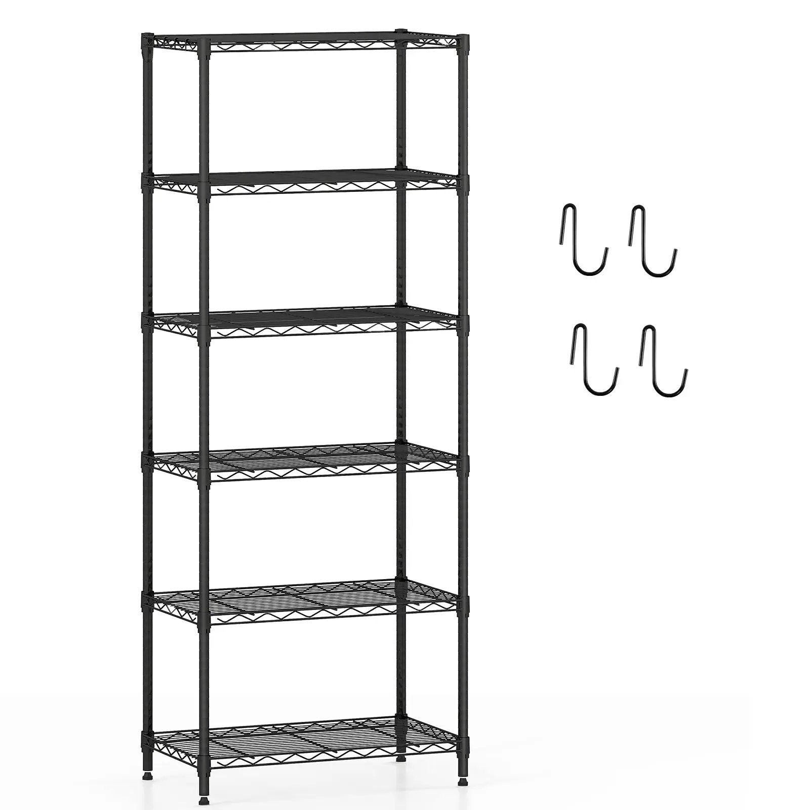 6-Tier Metal Storage Shelving Unit with V-Shaped Wire Rack and 900 LBS Capacity-Black by DirectDeals