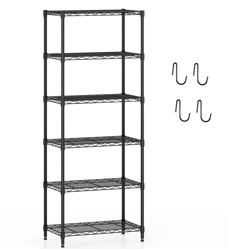 6-Tier Metal Storage Shelving Unit with V-Shaped Wire Rack and 900 LBS Capacity-Black by DirectDeals