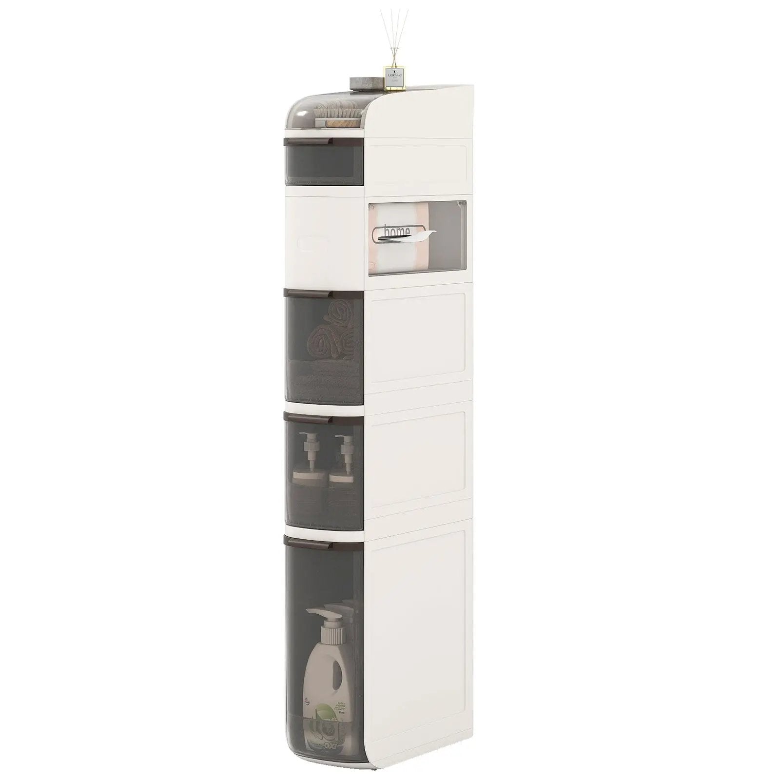 5-Tier Narrow Bathroom Storage Cabinet with Drawers and Tissue Box by DirectDeals