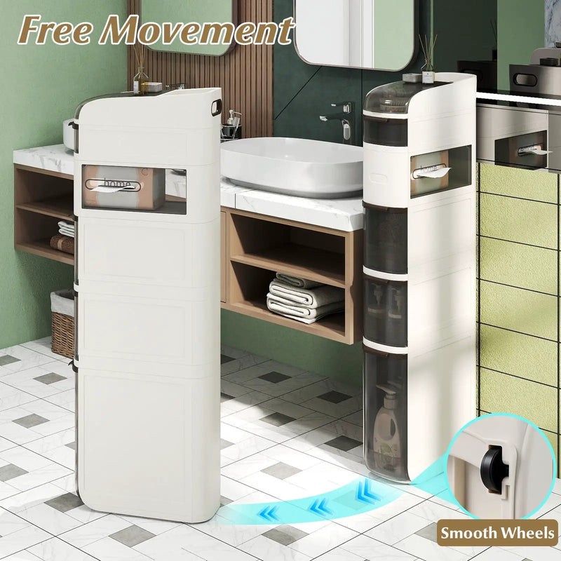 5-Tier Narrow Bathroom Storage Cabinet with Drawers and Tissue Box by DirectDeals