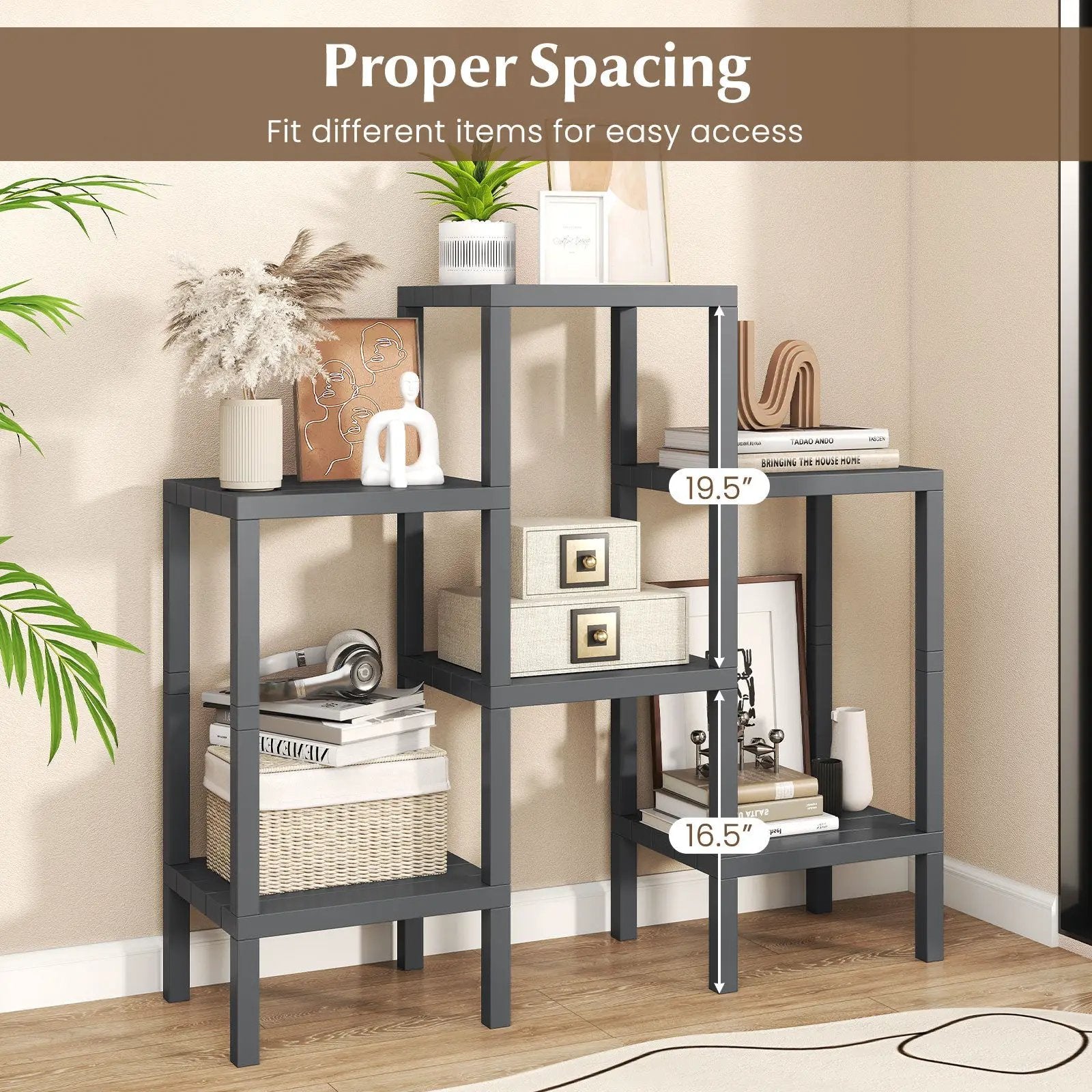 6-Tier Plastic Modular Storage Shelves for Living Room and Kitchen by DirectDeals