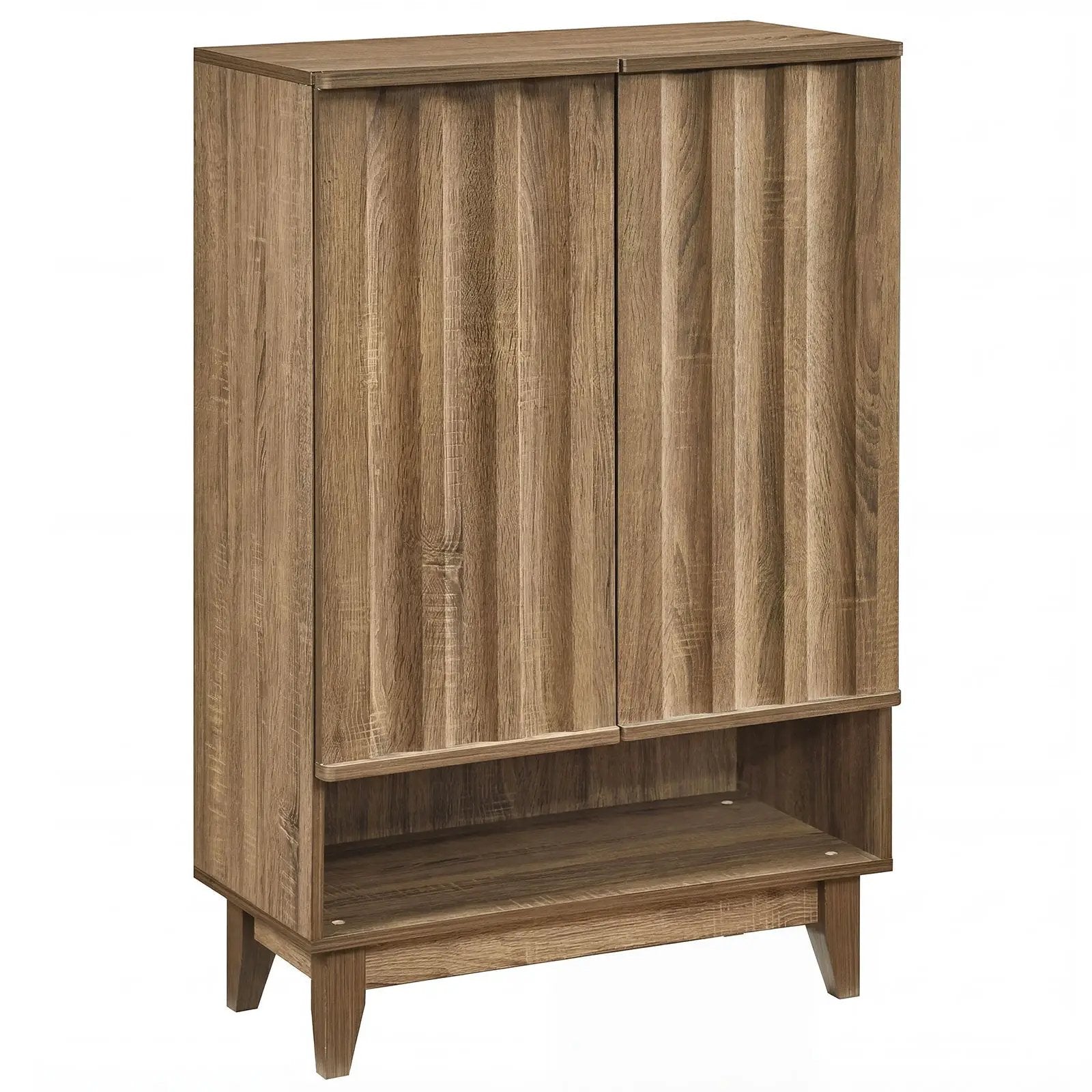 6-Tier Shoe Storage Organizer with 2 Fluted Doors-Oak by DirectDeals