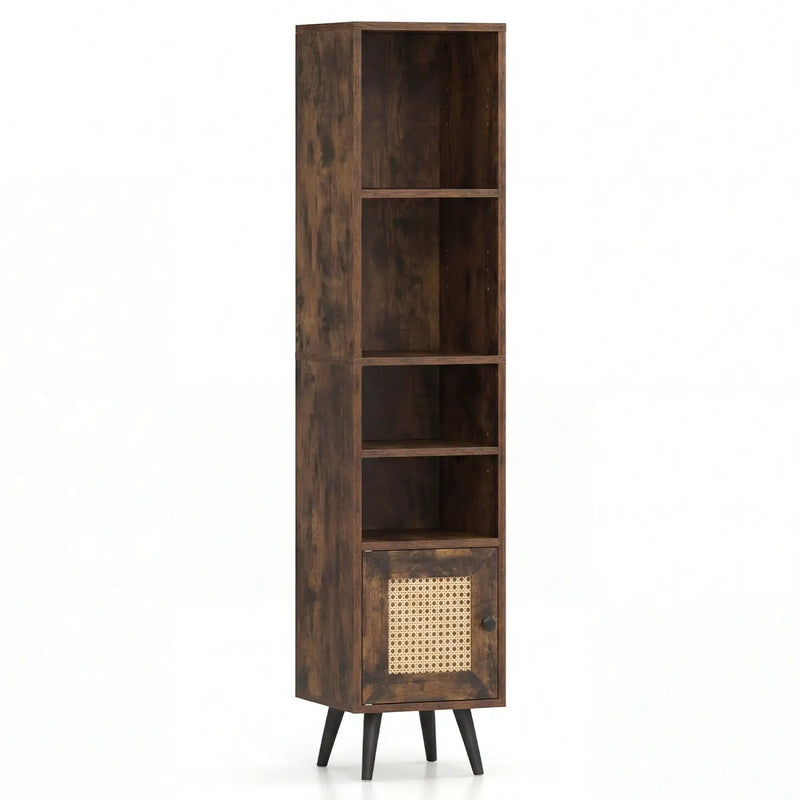 6-Tier Tall Narrow Bookcase 54 Inches Slim Storage Cabinet by DirectDeals