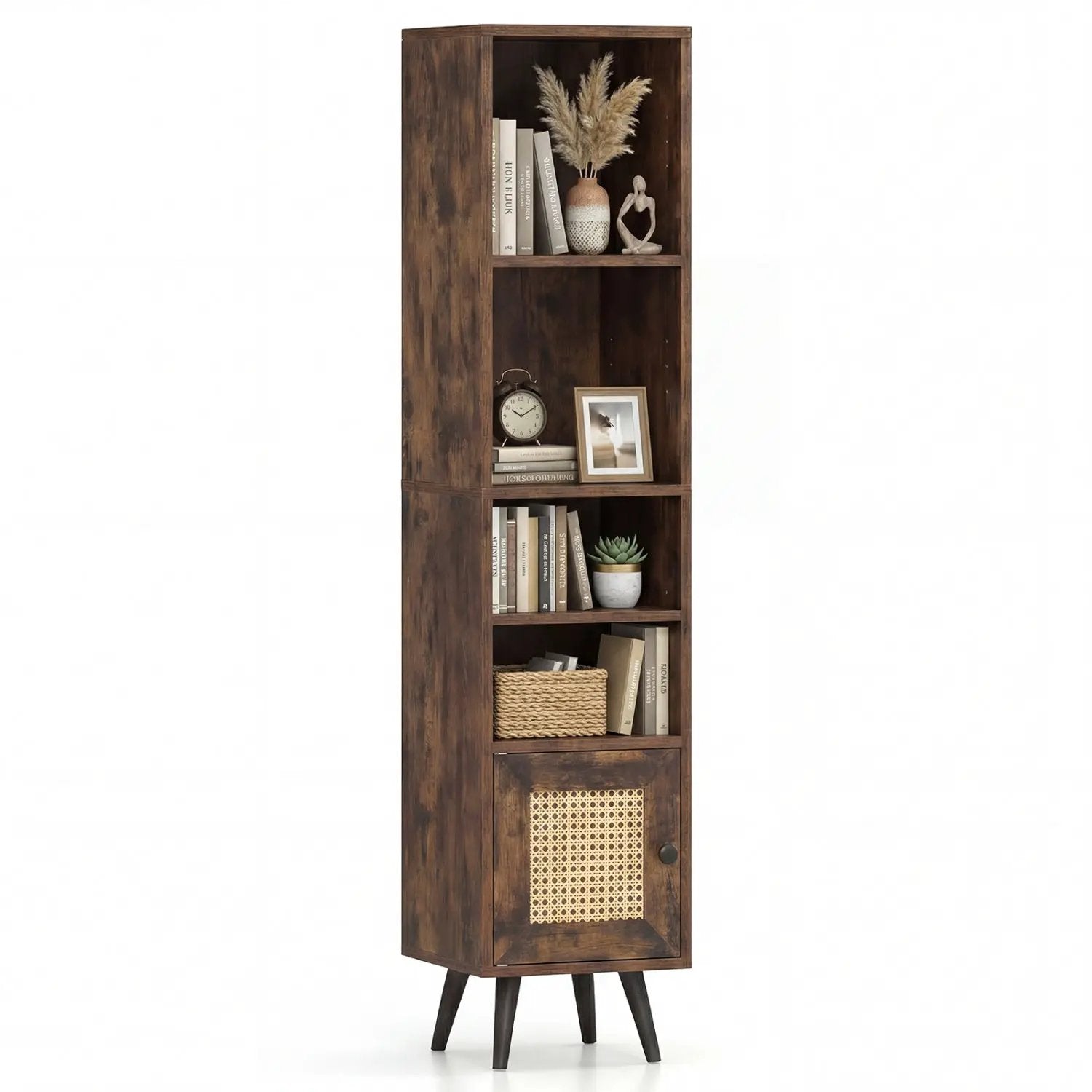 6-Tier Tall Narrow Bookcase 54 Inches Slim Storage Cabinet by DirectDeals
