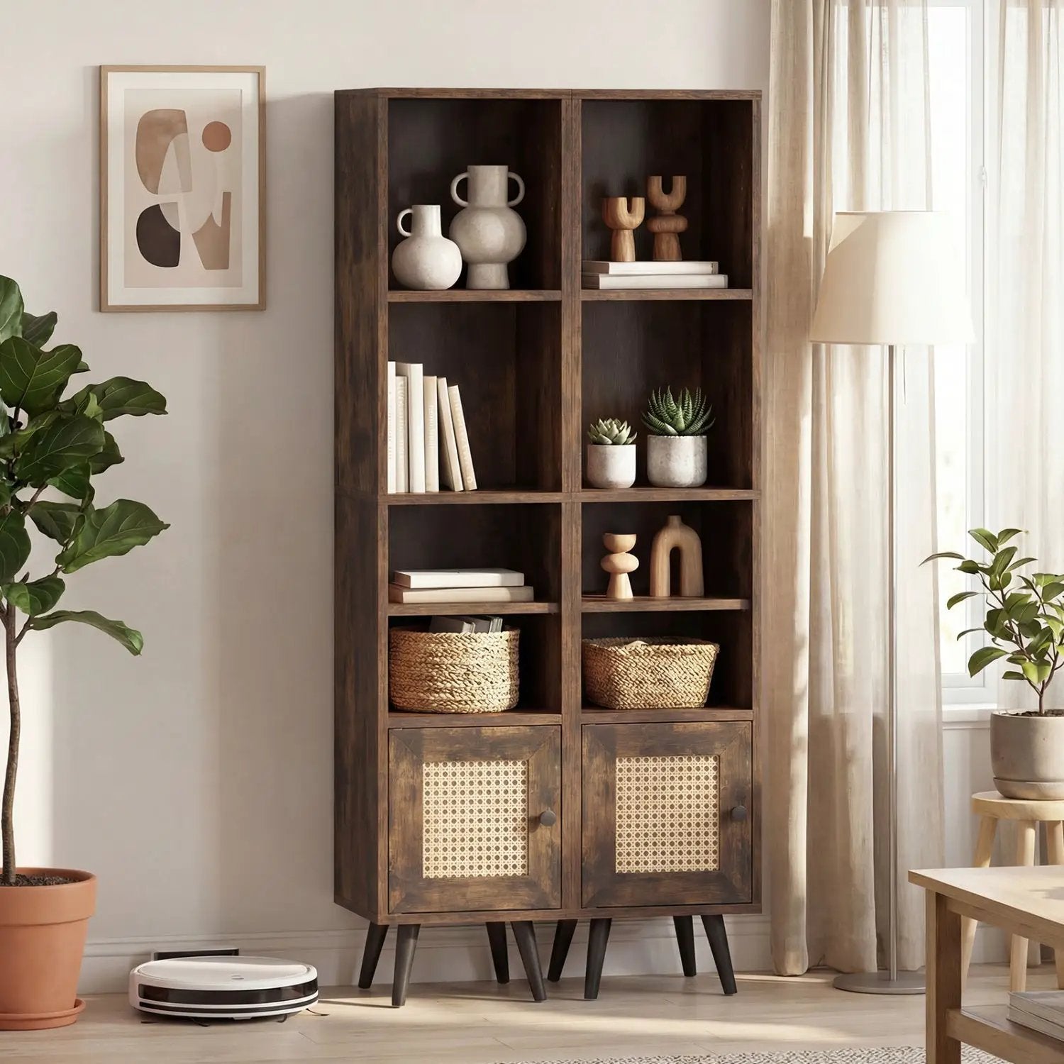 6-Tier Tall Narrow Bookcase 54 Inches Slim Storage Cabinet by DirectDeals