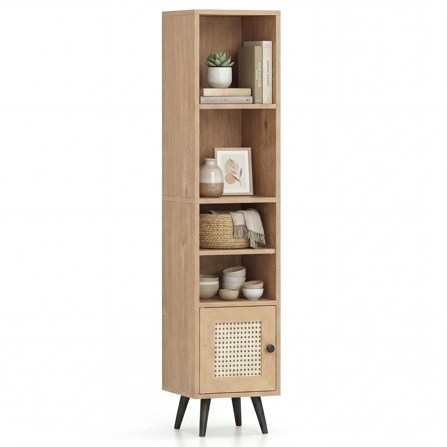 6-Tier Tall Narrow Bookcase 54 Inches Slim Storage Cabinet by DirectDeals