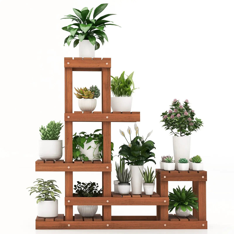 6 Tier Wood Plant Stand with High Low Structure by DirectDeals